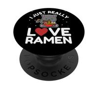 I Just Really Love Ramen Cat Kawaii Anime Fideos japoneses PopSockets PopGrip Adhesivo
