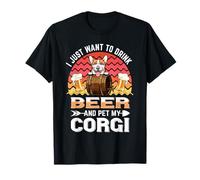 I Just Want to Drink Beer and Pet My Corgi Dog Lover Puppy Camiseta