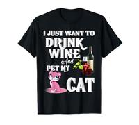 I just want to drink wine and pet my cat camiseta Camiseta