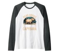 I Just Want To Read Books and Pet A Capybara |- Camiseta Manga Raglan