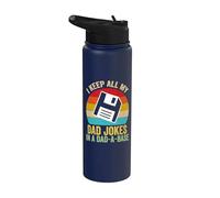 I Keep All My Dad Jokes In A Dad-A-Base Fathers Day Dad Joke Stainless Steel Insulated Water Bottle