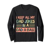 I Keep All My Dad Jokes In A Dad-A-Base Retro Father's Day Manga Larga