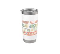 I Keep All My Dad Jokes In A Dad-A-Base Retro Father's Day Vaso térmico de acero inoxidable de doble pared