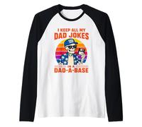 I Keep All My Dad Jokes in A Dad-a-Base Skeleton Fathers Day Camiseta Manga Raglan