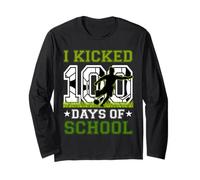 I Kicked 100 Days of School Soccer 100th Day Sport Niños Niños Manga Larga