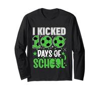 I Kicked 100 Days of School Soccer 100th Day Sport Niños Niños Manga Larga