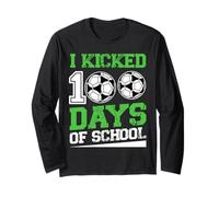 I Kicked 100 Days of School Soccer 100th Day Sport Niños Niños Manga Larga
