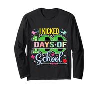 I Kicked 100 Days of School Soccer 100th Day Sport Niños Niños Manga Larga