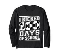 I Kicked 100 Days of School Soccer 100th Day Sport Niños Niños Manga Larga