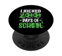 I Kicked 100 Days of School Soccer 100th Day Sport Niños Niños PopSockets PopGrip Adhesivo