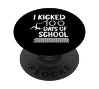 I Kicked 100 Days of School Soccer 100th Day Sport Niños Niños PopSockets PopGrip Adhesivo