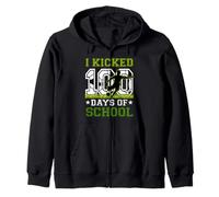 I Kicked 100 Days of School Soccer 100th Day Sport Niños Niños Sudadera con Capucha