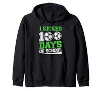 I Kicked 100 Days of School Soccer 100th Day Sport Niños Niños Sudadera con Capucha