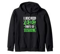 I Kicked 100 Days of School Soccer 100th Day Sport Niños Niños Sudadera con Capucha