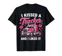 I Kissed A Trucker Funny Truck Driver Esposa Novia Mujeres Camiseta