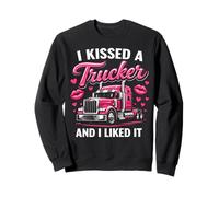 I Kissed A Trucker Funny Truck Driver Esposa Novia Mujeres Sudadera