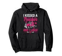 I Kissed A Trucker Funny Truck Driver Esposa Novia Mujeres Sudadera con Capucha