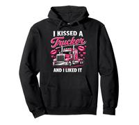 I Kissed A Trucker Funny Truck Driver Esposa Novia Mujeres Sudadera con Capucha