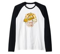 I Knit Therefore I Am Funny Knitting Filosofía Camiseta Manga Raglan