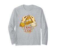 I Knit Therefore I Am Funny Knitting Filosofía Manga Larga