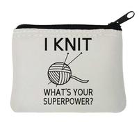 I Knit What Is Your Superpower - Monedero (neopreno, 10 x 11 cm), color blanco, White, Talla única