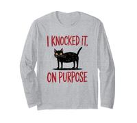 I Knocked It On Purpose Funny Cat Humor T-Shirt Manga Larga