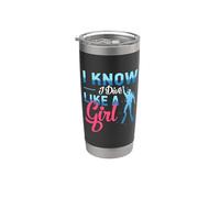 I Know I Dive Like A Girl Funny Scuba Diver Diving Vaso térmico de acero inoxidable de doble pared