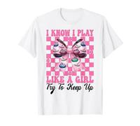 I Know I Play Like A Girl Curling Stone Player Coqueta Bow Camiseta