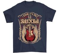I Know It's Only Rock 'n' Roll Music Guitar - Camiseta para hombre, 100% algodón, azul marino, L