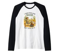I Know Your Lane Sucks But Stay In It Funny Skeleton Western Camiseta Manga Raglan
