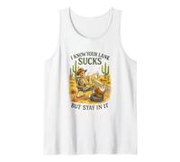 I Know Your Lane Sucks But Stay In It Funny Skeleton Western Camiseta sin Mangas
