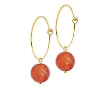 I.L.U.S Pendientes de aro para mujer, plata 925 chapada en oro, colgante de bola de piedras preciosas auténticas, chapado en oro amarillo de 18 quilates, joyas de moda para adolescentes y mujeres, 30