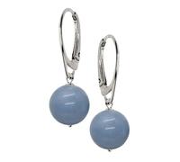 I.L.U.S Pendientes de piedras preciosas de plata 925 para mujer, piedras grandes, bola colgante de cristal natural, pendientes de piedras preciosas, regalos para mujeres, 34 mm, Plata de ley, Angelita