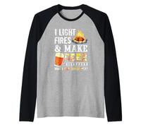 I Light Fires and Make Beer Disappear Drinking Camping Gift Camiseta Manga Raglan