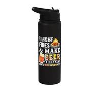 I Light Fires And Make Beer Disappear Drinking Camping Gift Stainless Steel Insulated Water Bottle