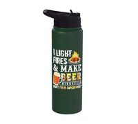 I Light Fires And Make Beer Disappear Drinking Camping Gift Stainless Steel Insulated Water Bottle