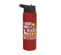 I Light Fires And Make Beer Disappear Drinking Camping Gift Stainless Steel Insulated Water Bottle