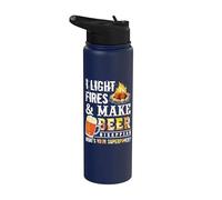 I Light Fires And Make Beer Disappear Drinking Camping Gift Stainless Steel Insulated Water Bottle