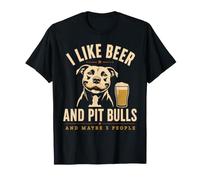 I Like Beer and Pitbulls and Maybe 3 People Retro Sunset Camiseta