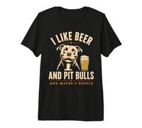 I Like Beer and Pitbulls and Maybe 3 People Retro Sunset Camiseta Premium