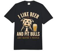 I Like Beer and Pitbulls and Maybe 3 People Retro Sunset Comfort Colors Adult Heavyweight T-Shirt