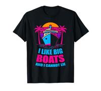 I Like Big Boats Funny Cruise Life Vintage Sunset Vacaciones Camiseta