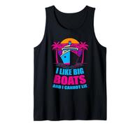 I Like Big Boats Funny Cruise Life Vintage Sunset Vacaciones Camiseta sin Mangas