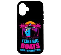 I Like Big Boats Funny Cruise Life Vintage Sunset Vacaciones Carcasa para iPhone 16
