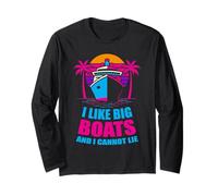 I Like Big Boats Funny Cruise Life Vintage Sunset Vacaciones Manga Larga