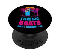 I Like Big Boats Funny Cruise Life Vintage Sunset Vacaciones PopSockets PopGrip Adhesivo