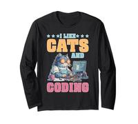 I Like Cats and Coding Programador de tecnología de pasión Manga Larga