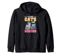 I Like Cats and Coding Programador de tecnología de pasión Sudadera con Capucha