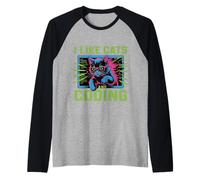 I Like Cats and Coding Programmer Passion Tech - Camiseta Manga Raglan