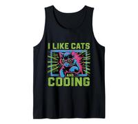 I Like Cats and Coding Programmer Passion Tech - Camiseta sin Mangas